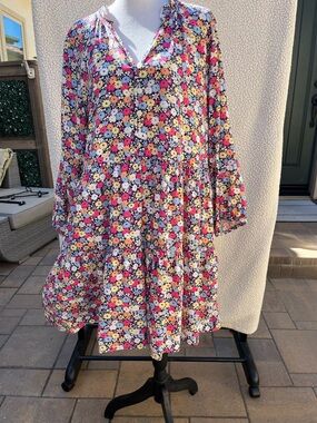 GAP Girls Floral Tiered Dress in Pink, Yellow & White 100% ryon